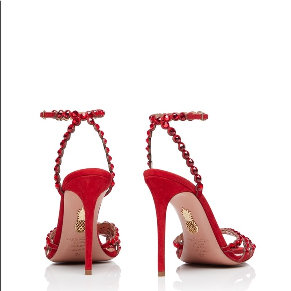 Red Aquazzura Tequila Sandals 105MM - Picture 7 of 8